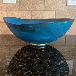 Anthropologie indigo wooden bowl